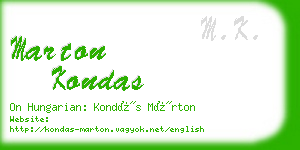 marton kondas business card